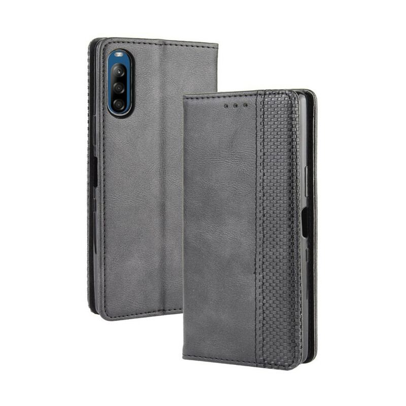 Cover Sony Xperia L4 Flip Cover Stiliseret Vintage Lædereffekt
