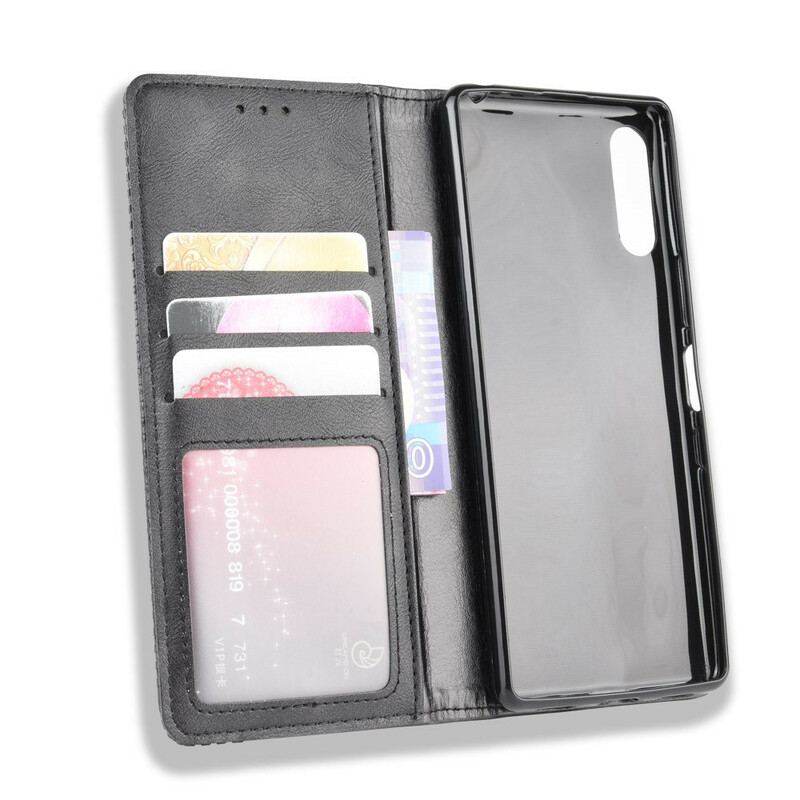 Cover Sony Xperia L4 Flip Cover Stiliseret Vintage Lædereffekt