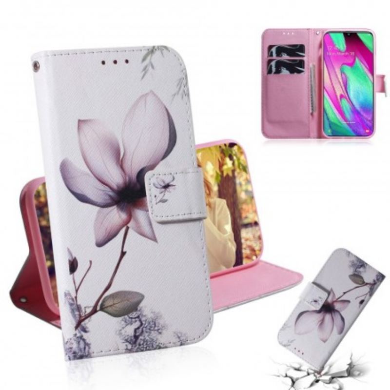 Flip Cover Samsung Galaxy A40 Blomst Støvet Pink