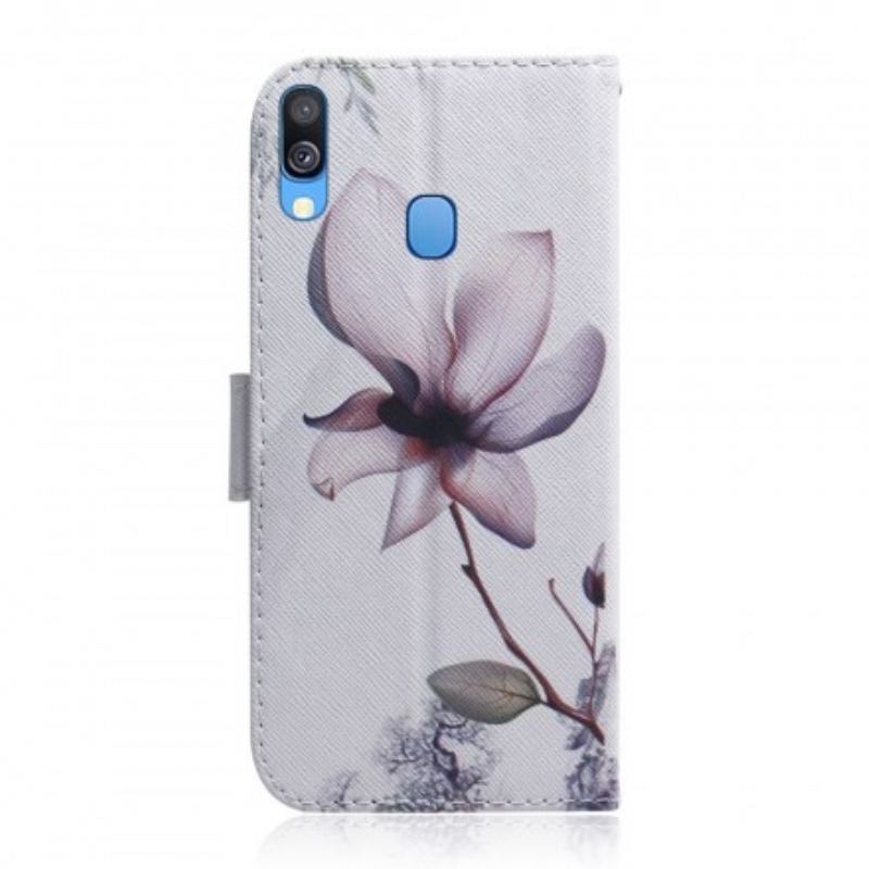 Flip Cover Samsung Galaxy A40 Blomst Støvet Pink
