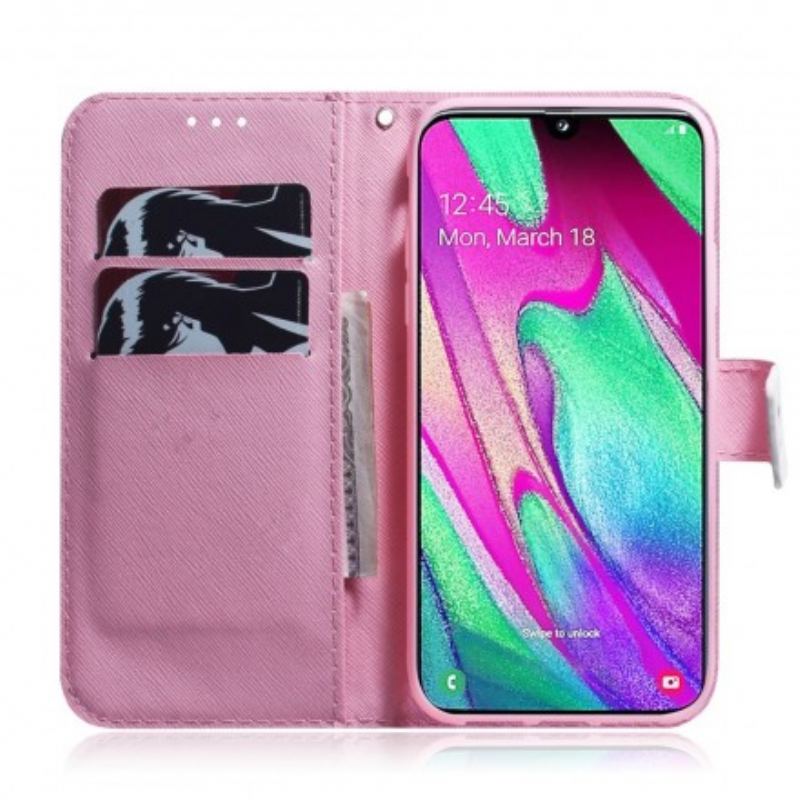 Flip Cover Samsung Galaxy A40 Blomst Støvet Pink