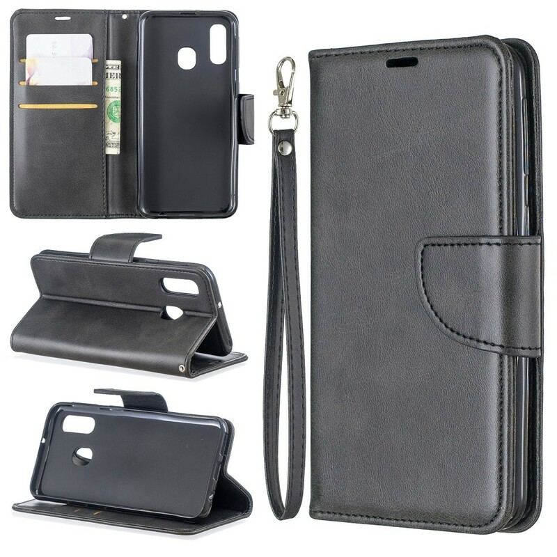 Flip Cover Samsung Galaxy A40 Læder Cover Glat Flap Skrå