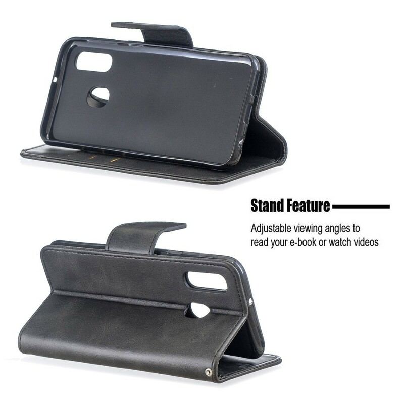 Flip Cover Samsung Galaxy A40 Læder Cover Glat Flap Skrå