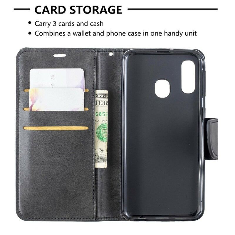 Flip Cover Samsung Galaxy A40 Læder Cover Glat Flap Skrå