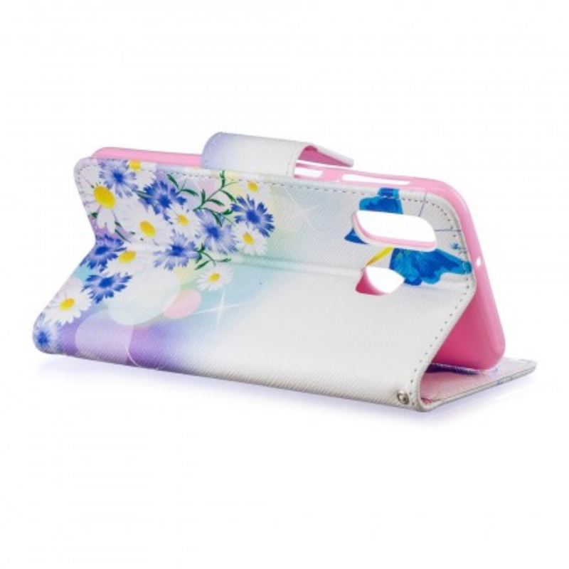Flip Cover Samsung Galaxy A40 Malet Sommerfugle Og Blomster