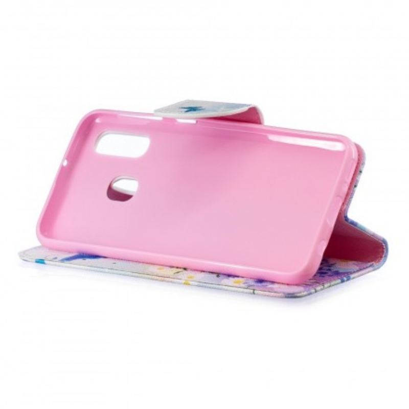 Flip Cover Samsung Galaxy A40 Malet Sommerfugle Og Blomster