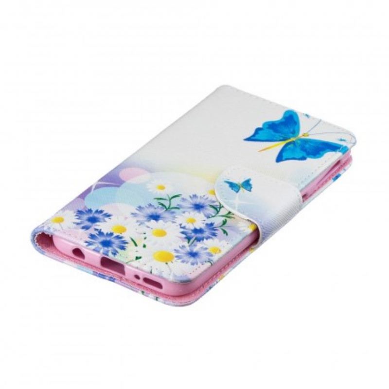 Flip Cover Samsung Galaxy A40 Malet Sommerfugle Og Blomster