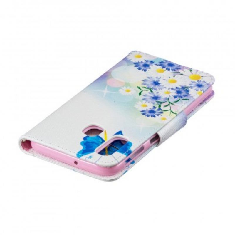 Flip Cover Samsung Galaxy A40 Malet Sommerfugle Og Blomster