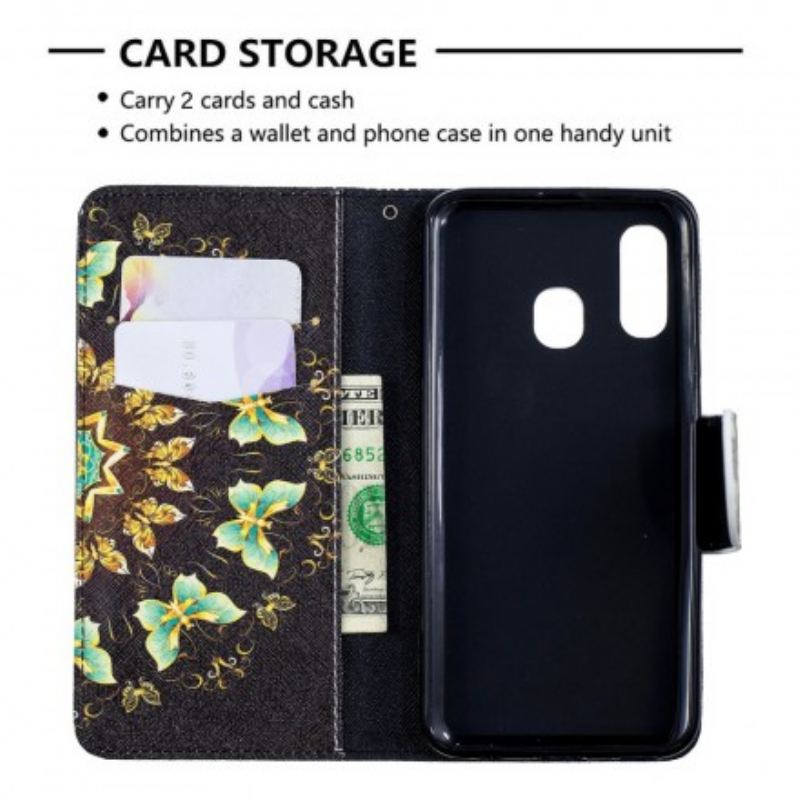 Flip Cover Samsung Galaxy A40 Mandala Sommerfugle
