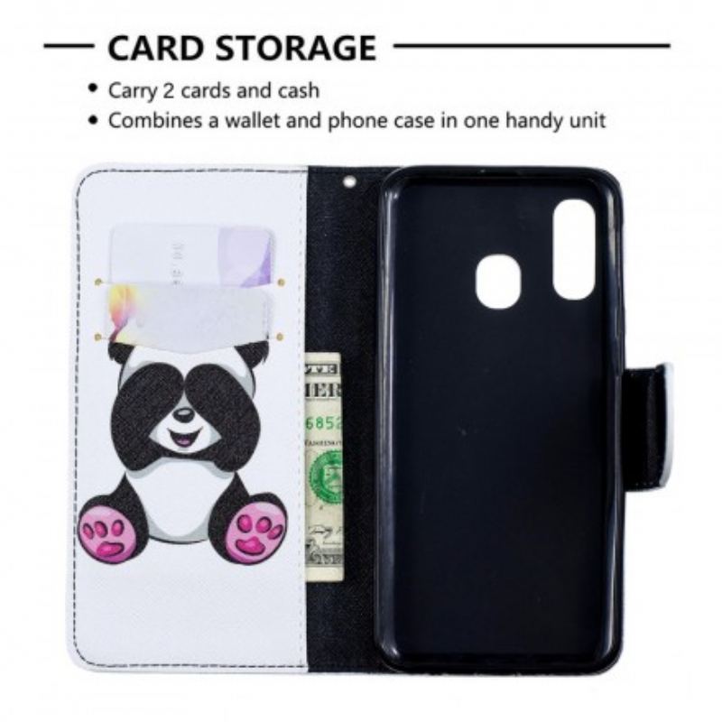 Flip Cover Samsung Galaxy A40 Panda Sjov