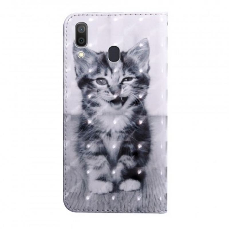 Flip Cover Samsung Galaxy A40 Sort Og Hvid Kat