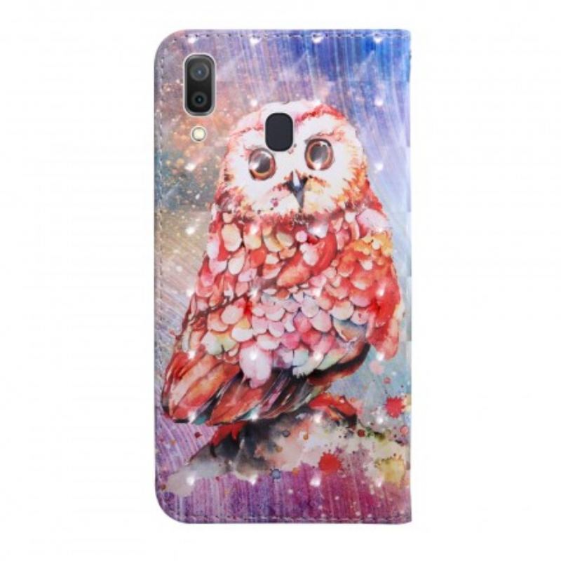 Læder Cover Samsung Galaxy A40 Ugle Maleren