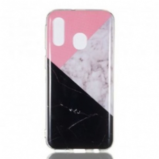 Mobilcover Samsung Galaxy A40 Geometrisk Marmoreffekt