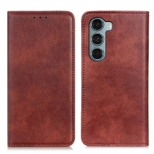 Cover Moto G200 5G Flip Cover Lychee Split Læder Tekstur