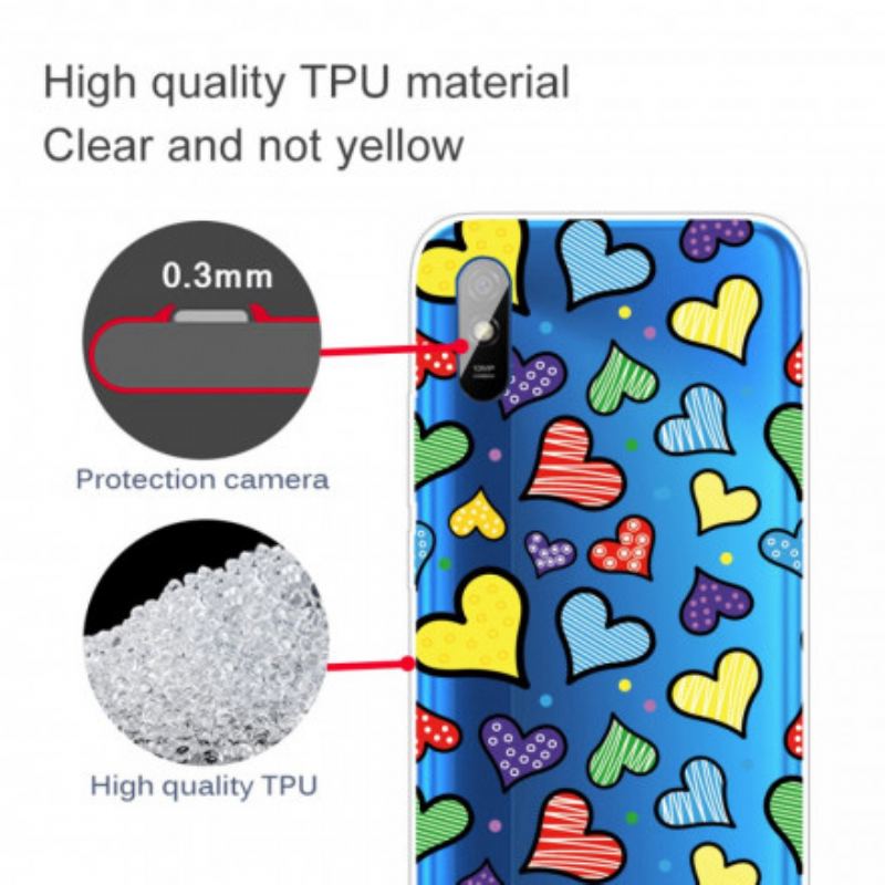 Cover Xiaomi Redmi 9A Flerfarvede Hjerter