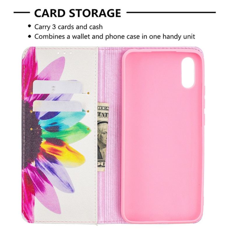 Cover Xiaomi Redmi 9A Flip Cover Akvarel Blomst
