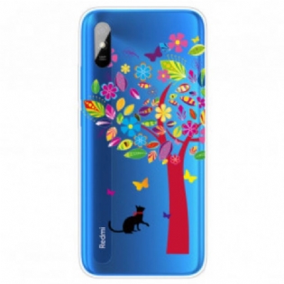 Cover Xiaomi Redmi 9A Kat Under Det Farverige Træ
