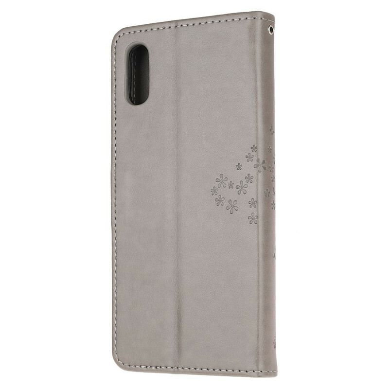 Flip Cover Xiaomi Redmi 9A Med Snor Thong Træ Og Ugler