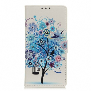 Læder Cover Xiaomi Redmi 9A Blomstrende Træ