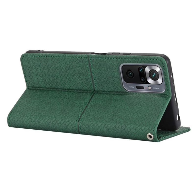 Flip Cover Xiaomi Redmi Note 10 Pro Med Snor Strappy Vævet Læder Stil