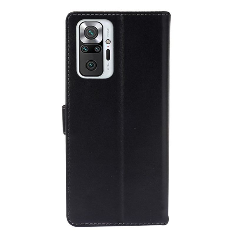 Flip Cover Xiaomi Redmi Note 10 Pro Skinnende Og Blottede Sømme