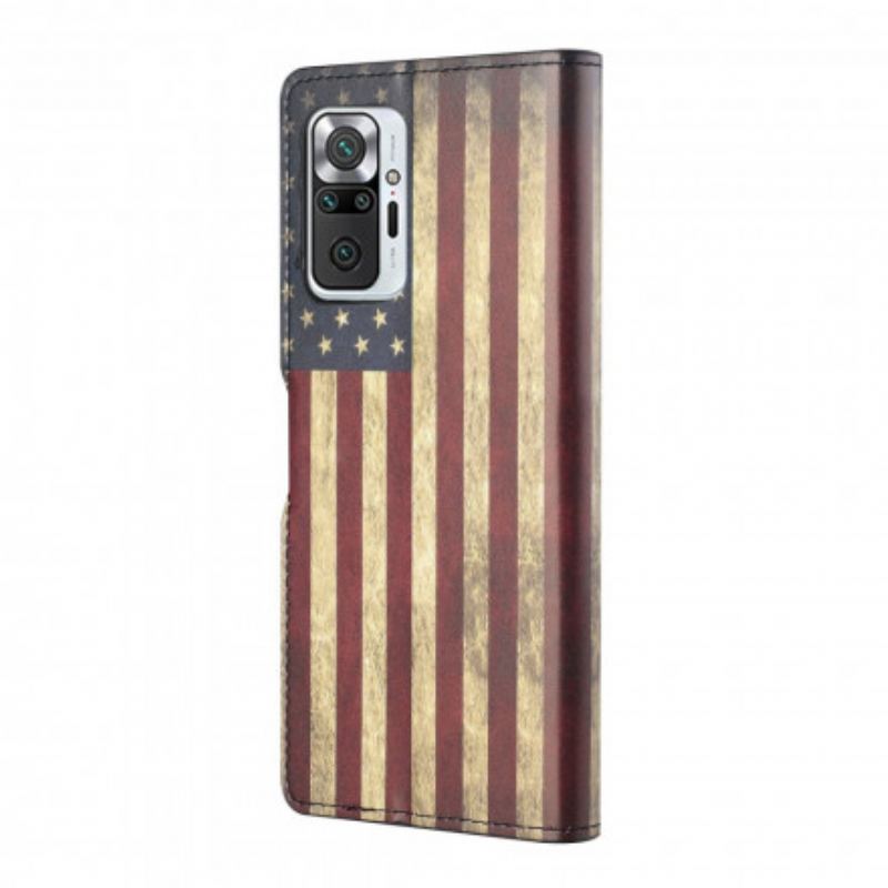 Læder Cover Xiaomi Redmi Note 10 Pro Amerikansk Flag