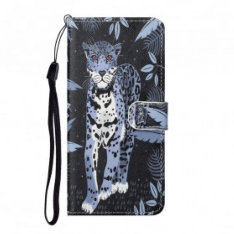 Læder Cover Xiaomi Redmi Note 10 Pro Med Snor Strappy Leopard