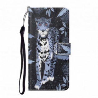 Læder Cover Xiaomi Redmi Note 10 Pro Med Snor Strappy Leopard
