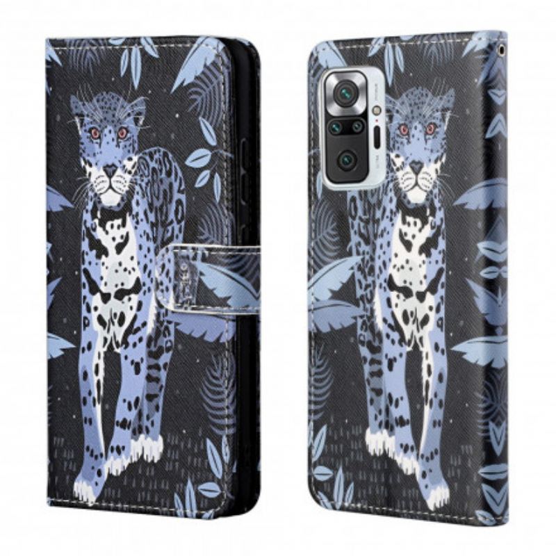 Læder Cover Xiaomi Redmi Note 10 Pro Med Snor Strappy Leopard