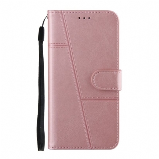 Flip Cover Xiaomi Mi 11 Pro Med Snor Strappy Geometrisk Læderstil