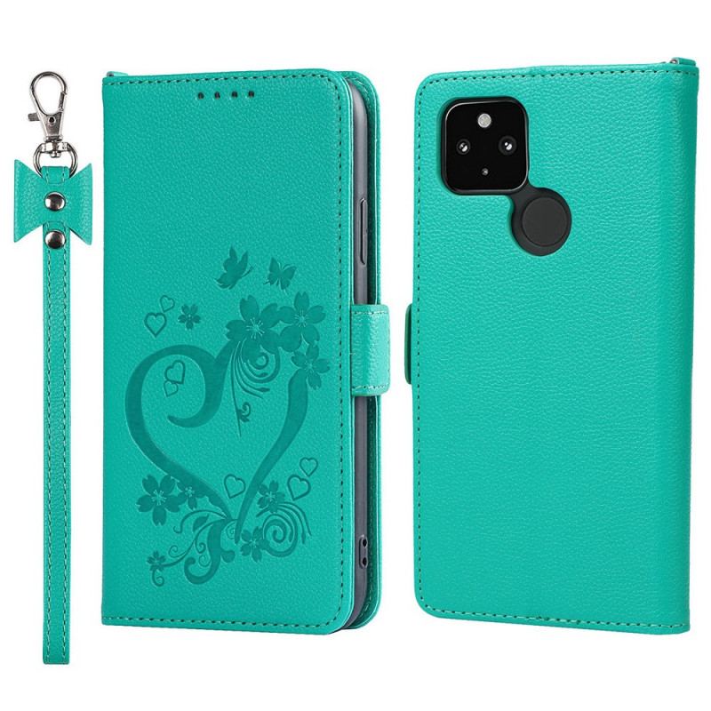 Flip Cover Google Pixel 4A 5G Med Snor Strappy Heart