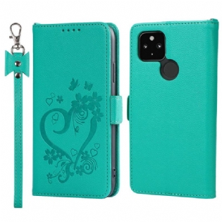 Flip Cover Google Pixel 4A 5G Med Snor Strappy Heart