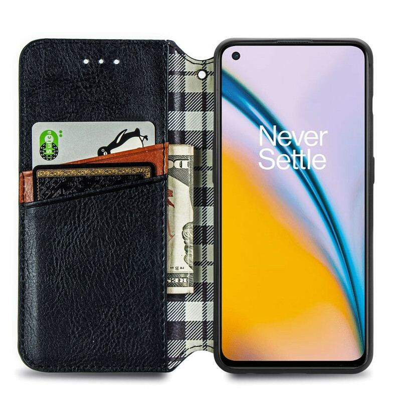 Cover OnePlus Nord 2 5G Flip Cover Diamanttekstur I Lædereffekt