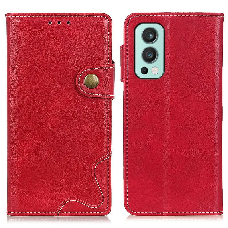 Flip Cover OnePlus Nord 2 5G Kunstnerisk Syningsknap