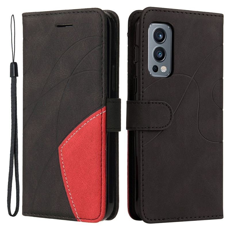 Flip Cover OnePlus Nord 2 5G Tofarvet Signatur Imiteret Læder