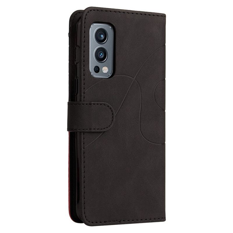 Flip Cover OnePlus Nord 2 5G Tofarvet Signatur Imiteret Læder