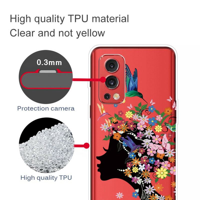 Mobilcover OnePlus Nord 2 5G Gennemsigtigt Blomstret Hår