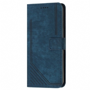 Flip Cover Poco X6 Pro 5g Geometriske Linier Med Rem