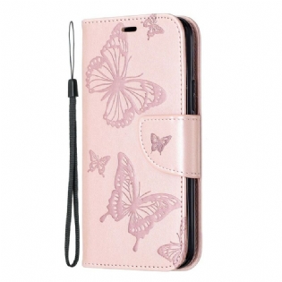 Flip Cover iPhone 11 Pro Med Snor Sommerfugle Trykt Strappy