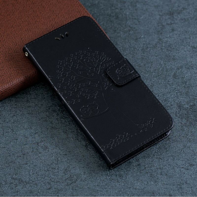 Flip Cover iPhone 11 Pro Med Snor Thong Træ Og Ugler