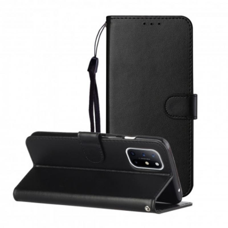 Flip Cover OnePlus 8T Med Snor Solid Color Series Strappy