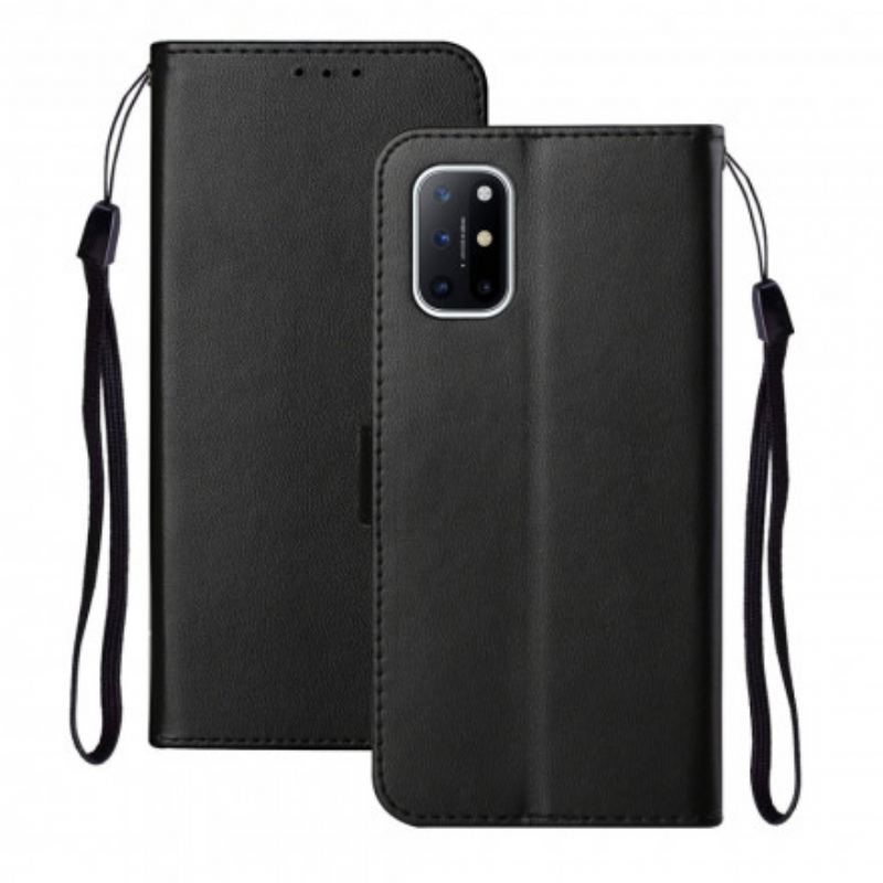 Flip Cover OnePlus 8T Med Snor Solid Color Series Strappy