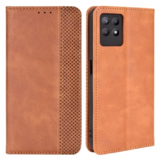 Cover Realme 8i Flip Cover Stiliseret Vintage Lædereffekt