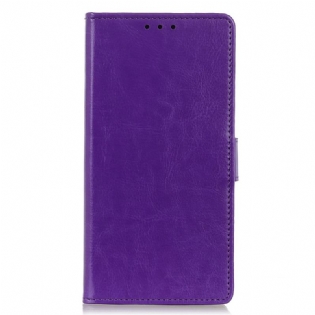 Flip Cover Realme 8i Enkel Skinnende Lædereffekt