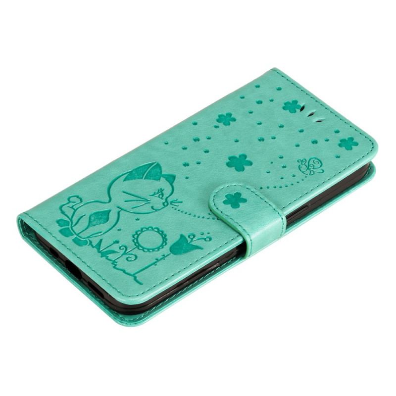 Flip Cover Realme 8i Med Snor Kat Og Bi Med Snor