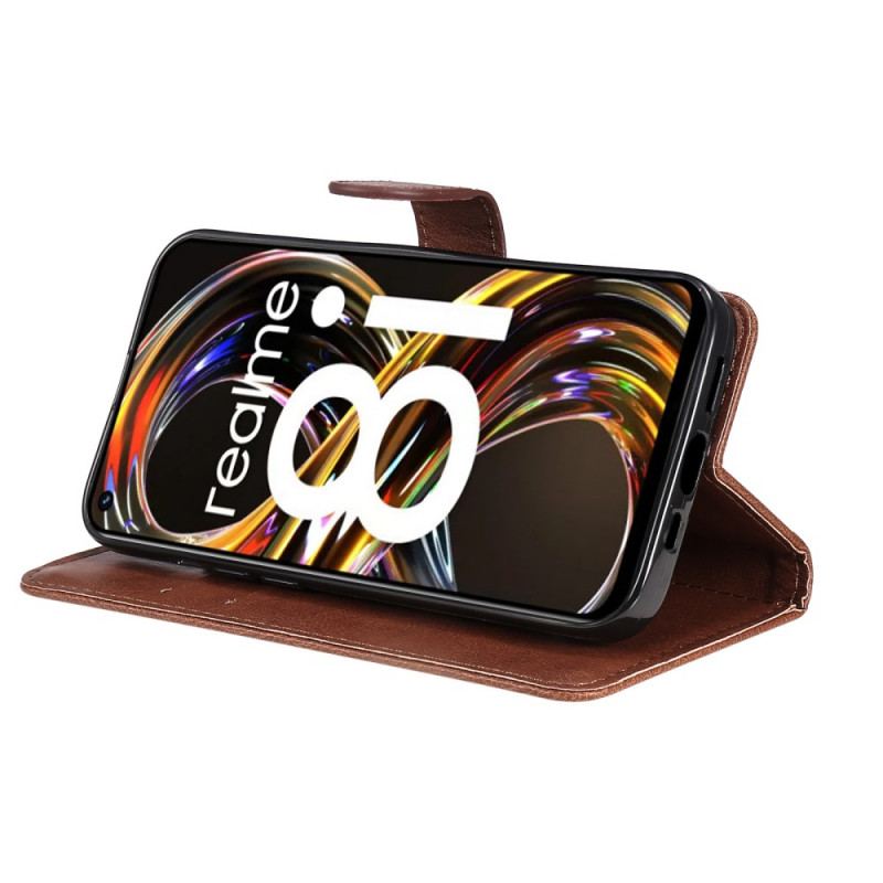 Flip Cover Realme 8i Med Snor Strappy Lædereffekt
