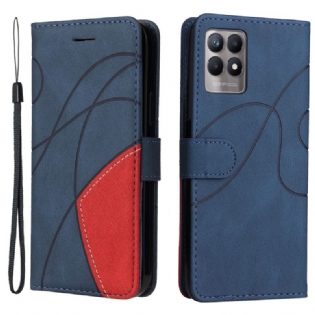 Flip Cover Realme 8i Tofarvet Signatur Imiteret Læder