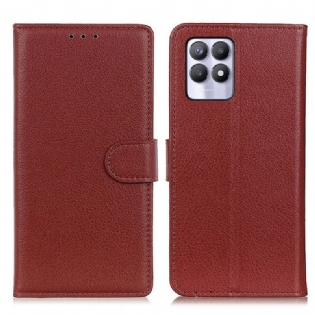 Flip Cover Realme 8i Traditionelt Litchi