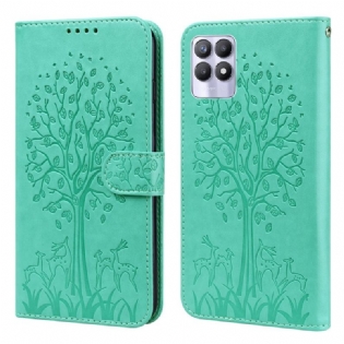 Flip Cover Realme 8i Træ Og Hjorte