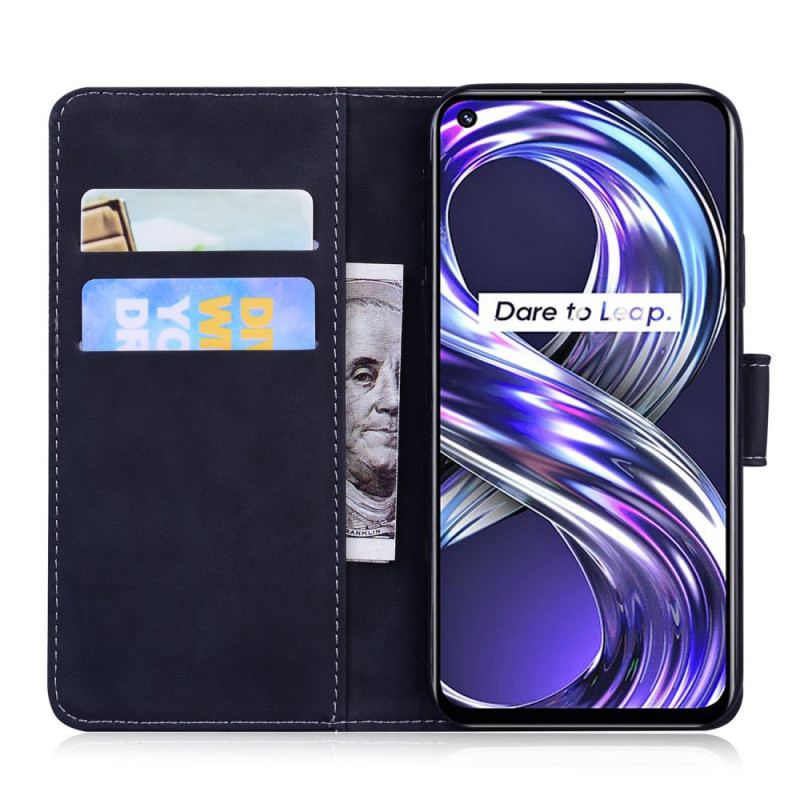 Læder Cover Realme 8i Monokrom Lædereffekt